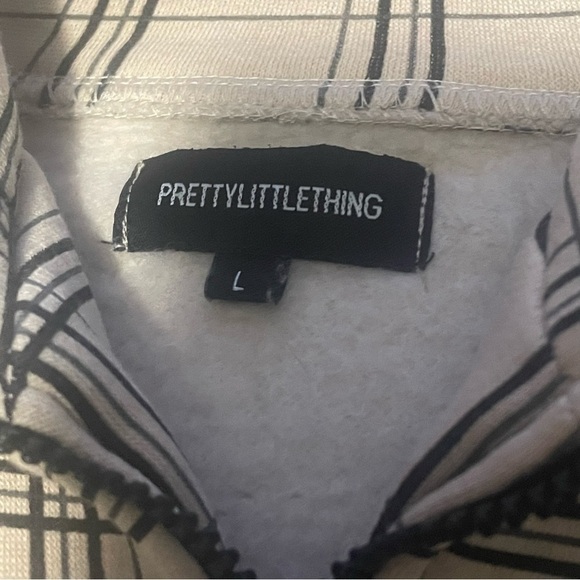 PRETTY Little Thing tan plaid half zip with pockets oversized size large VGUC - Picture 6 of 9